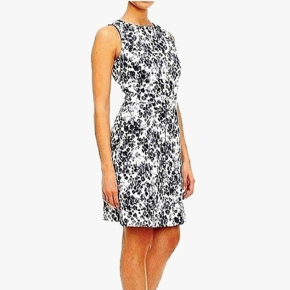 MICHAEL Michael Kors Blue & White Floral Print Belted Button Front Shirt Dress 4